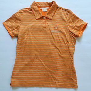 Nike Golf Polo Shirt Orange Blue Stripe Charleston National Women's Medium